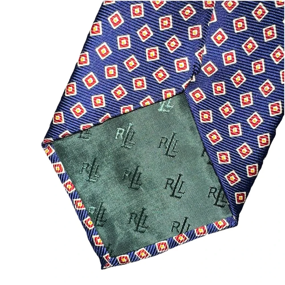 Vintage‎ Lauren Ralph Lauren Necktie Mens Blue/Red Shirt Tie 100% Silk